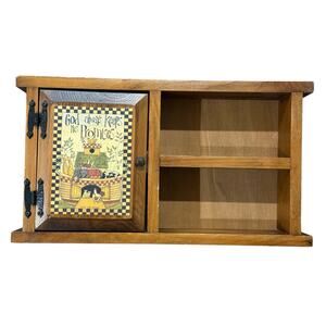 Vintage Jenny Yarbrough Wooden Wall Shelf Decor 90s Rustic Folk Art Cottagecore